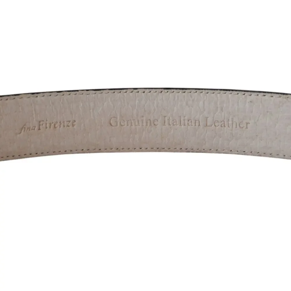 Italian Leather Black Lizard Embossed Belt Gold Buckle XL